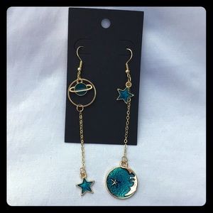 Moon star space earrings